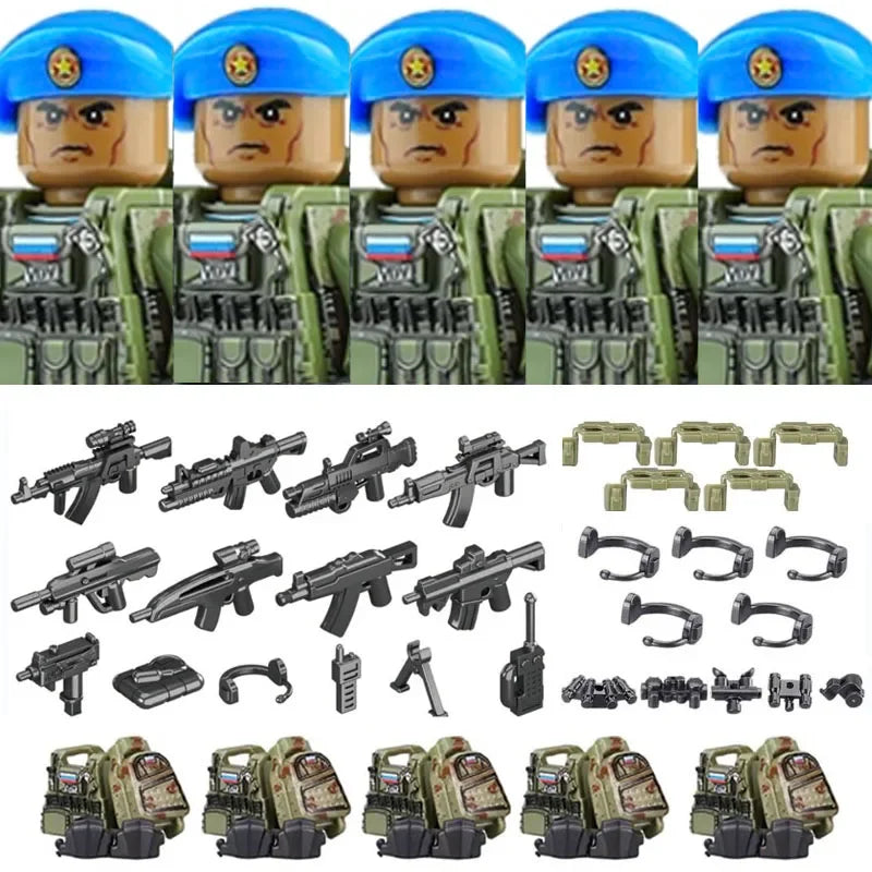 Military Army Figures Building Blocks SWAT Ghost Commando Special Forces Soldier Weapons Gun Hat Shield Belt AK Mini Bricks Toy