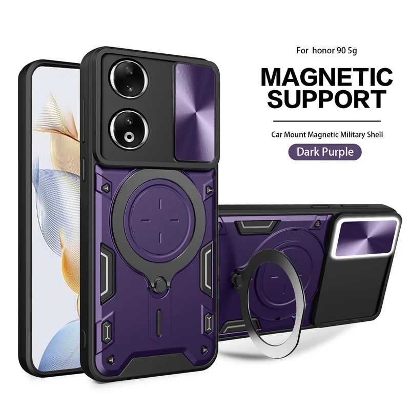 Funda For Honor 90 5G Case Shockproof Armor Magnetic Metal Ring Phone Case For Honer Honar 90 Honor90 Slide Camera Protect Cover