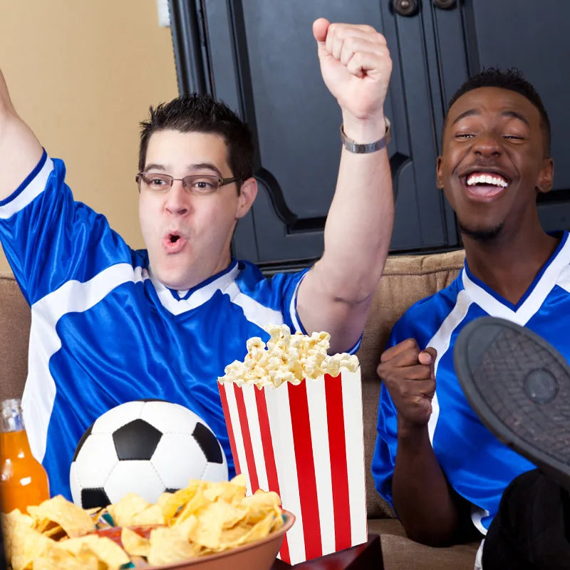 10Pcs Popcorn Paper Boxes Buckets Red White Stripes Bags Snack Containers For Movie Night Birthdays Carnival Party Supplies