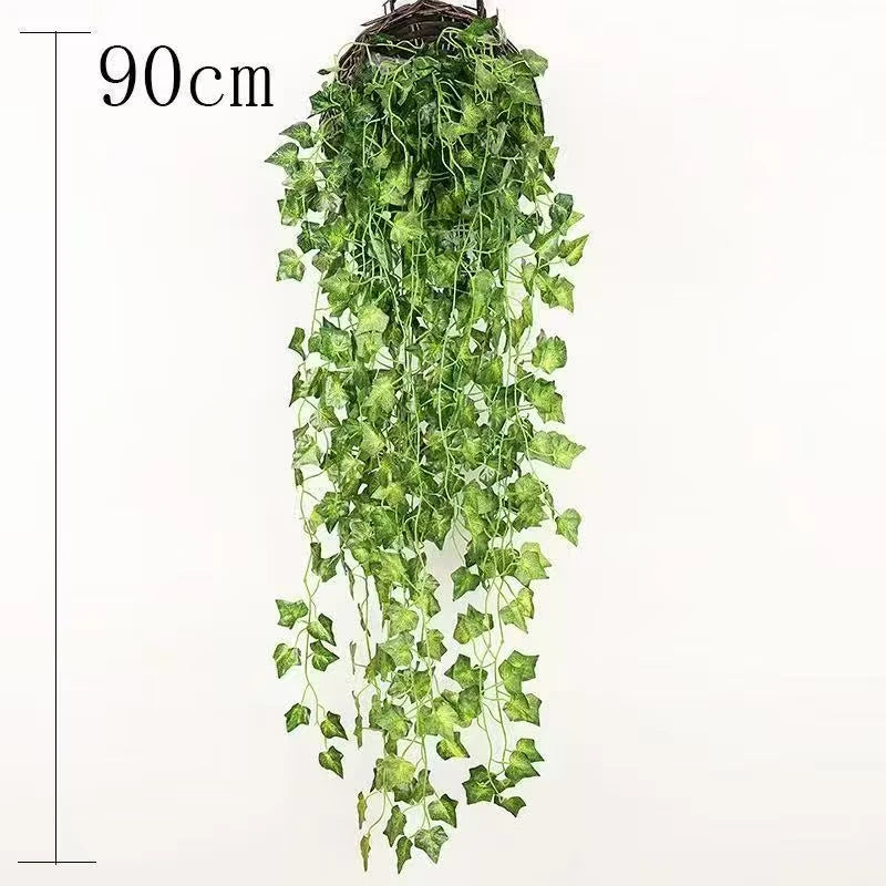 2.1M Green Ivy Leaf Hanging Vine Artificial Garland Silk Wall Plant Home Garden Decoration Wedding Party DIY Fake Wreath Leaves