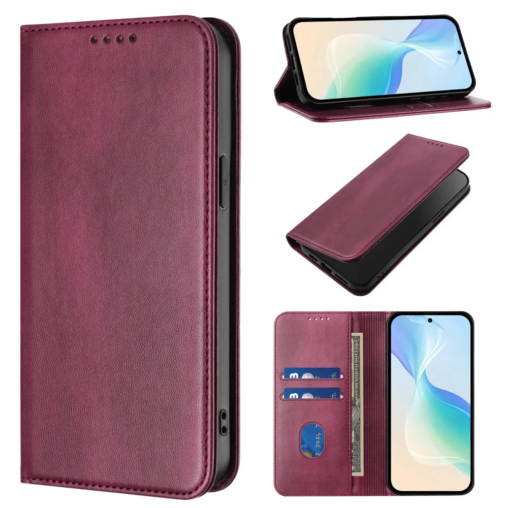 Leather Phone Case For Samsung Galaxy A06 A16 A14 A15 4g 5g A05S A05 A25 A35 A55 A56 A36 A26 A34 A54 Card Slot Flip Wallet Cover