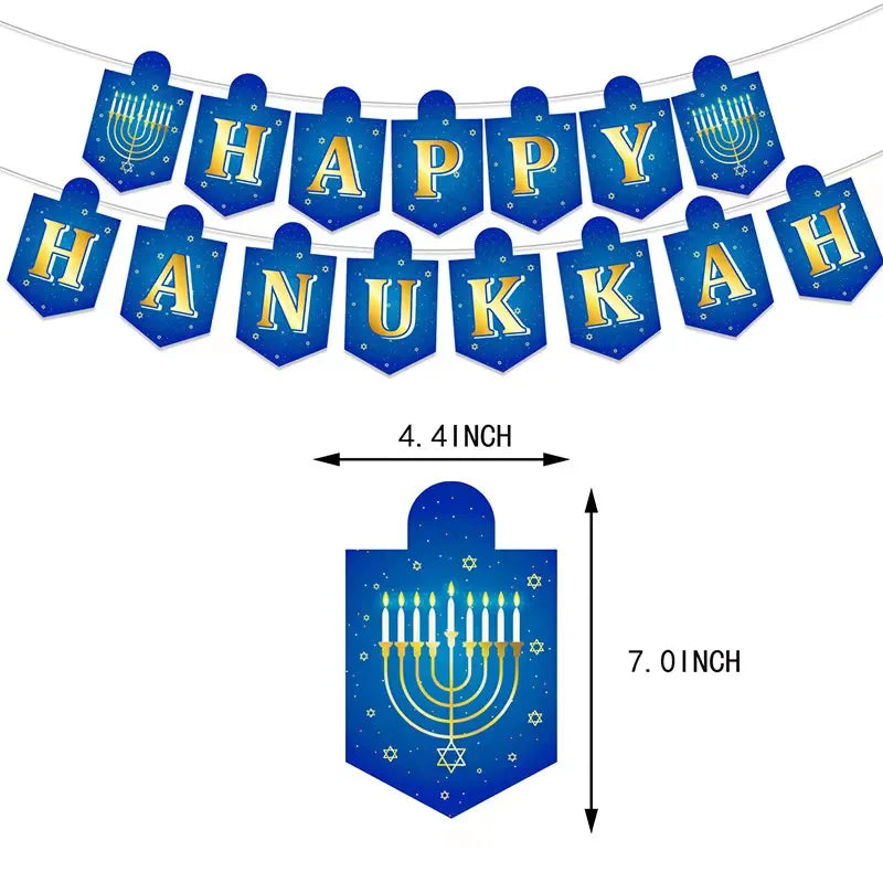 Jewish Hanukkah Balloon Banner Supplies Chanukah Disposable Tableware Cup Plate Napkins Happy Chanukah Festival Party Decoration