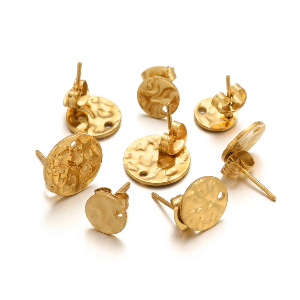 10Pcs Stainless Steel Round Blank Post Ear Studs Base Pins with Earring Plug Ear Back for DIY Fashion Jewelry Making Wholesale