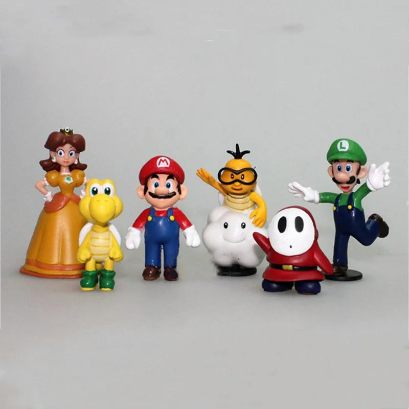 Super Mario Bros PVC Action Figure Toys Dolls Model Set Luigi Yoshi Donkey Kong MushroomFor Kids Birthday Gifts