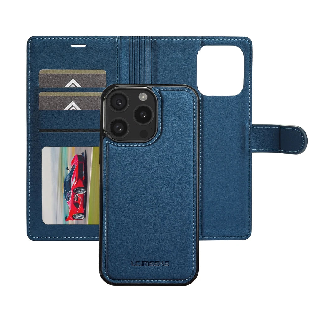 2in1 Removable Flip Leather Wallet Case Magnetic Phone Cover For iPhone 17 Air 15 Pro Max 14 Plus 16 13 12 11 SE 2022 Cards Solt