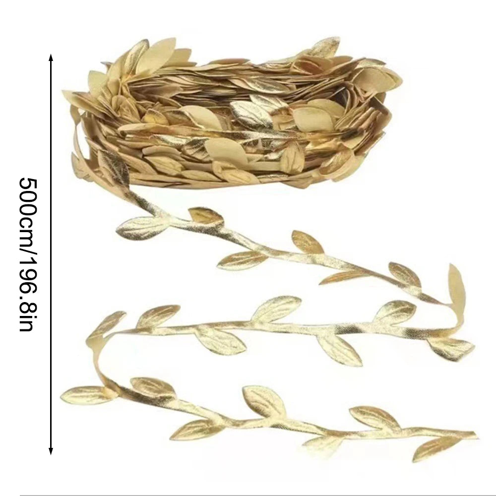 5/20M Gold Leaves Vine Artificial Silk Leaf Wreath Home Handmade Scrapbooking Craft Wedding Decor Fake Flower Rattan Garland