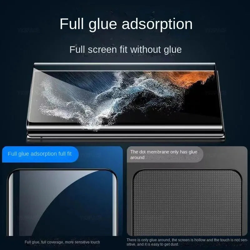 Fingerprint Unlock Full Glue 0.2mm Tempered Glass For Samsung Galaxy S25 S24 S23 S22 S21 S20 Plus Note 20 Ultra Screen Protector