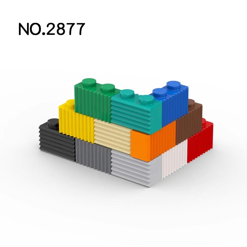 20Pcs MOC Parts 2877 Brick Modified 1 x 2 with Grille / Fluted Profile Compatible Brick DIY Building Block Particle Kid Toy Gift
