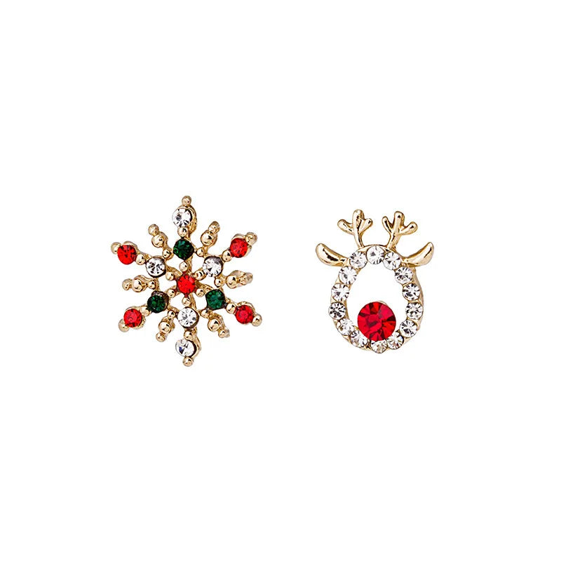 New Lovely Snowflake Charm Earring For Women Christmas Gift Fashion Crystal Zircon Stud Earrings Girls New Year Jewelry