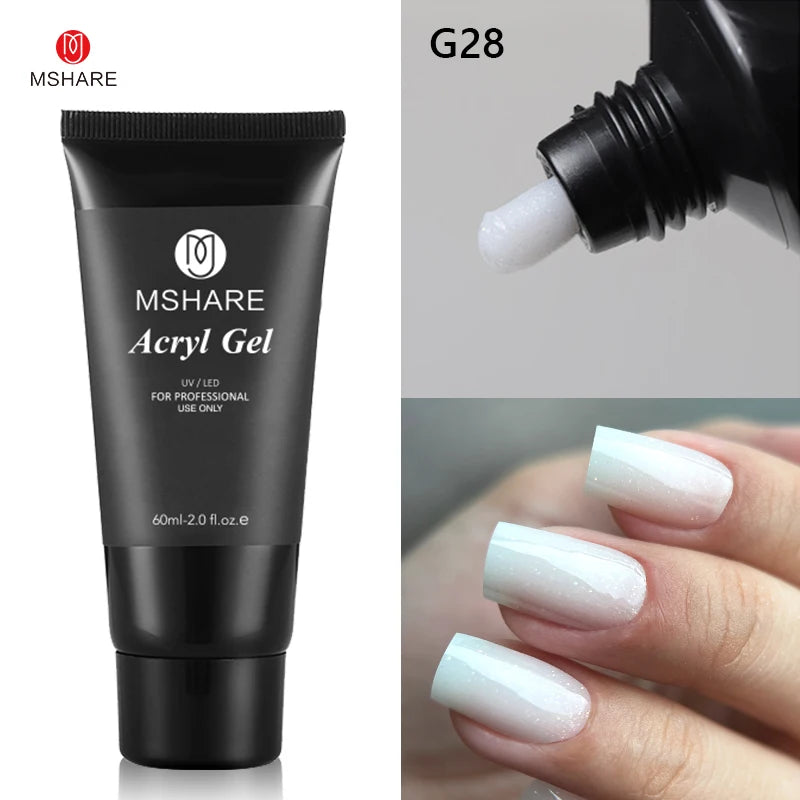 MSHARE Poly Nails Acryl Gel 60ml Builder UV Led Acrylgel Nails Extensions Acrylic Pink White Clear Acrylatic Hema Tpo Free Gel