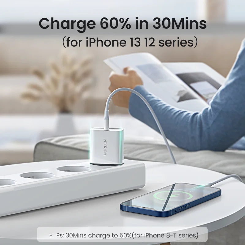 UGREEN Quick Charge 4.0 3.0 QC PD Charger 20W QC4.0 QC3.0 USB Type C Fast Charger for iPhone 17 16 15 Pro Xiaomi Phone PDCharger