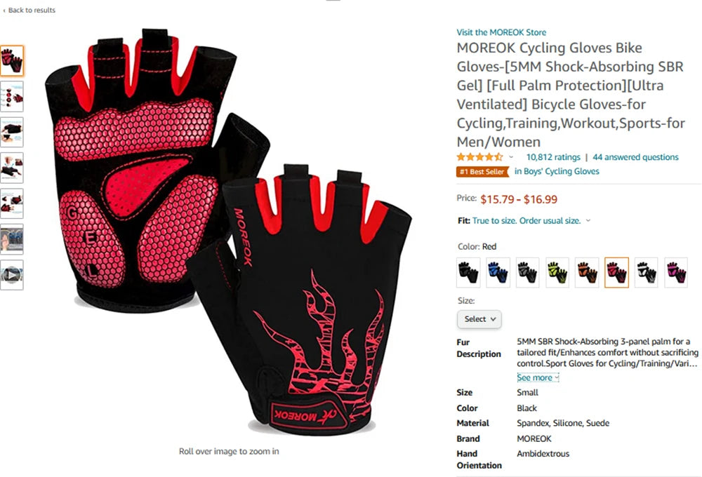 MOREOK Bike Gloves Breathable 5mm Gel Pads MTB Mountain Road Bicycle Gloves Shock-absorbing Half Finger Cycling Gloves Men Women